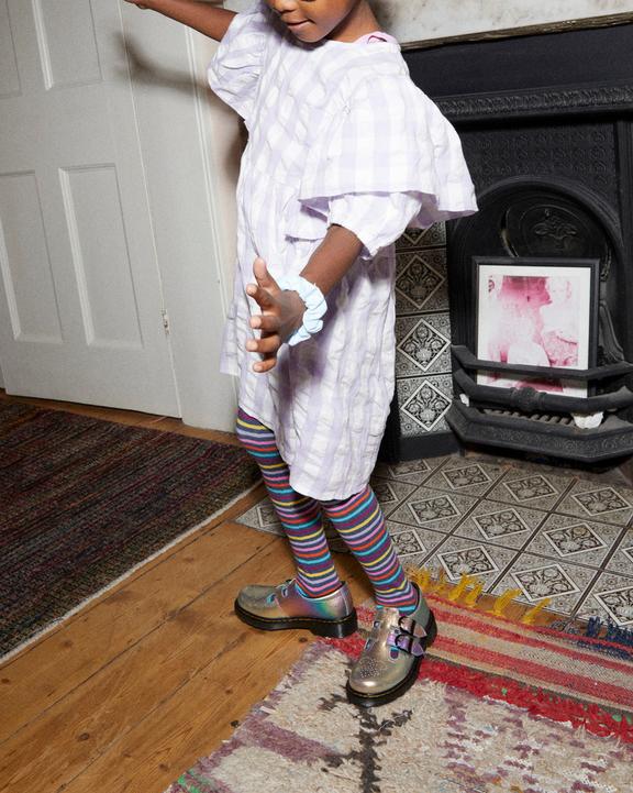 Junior 8065 Rainbow Crinkle Leather Mary Jane Shoes