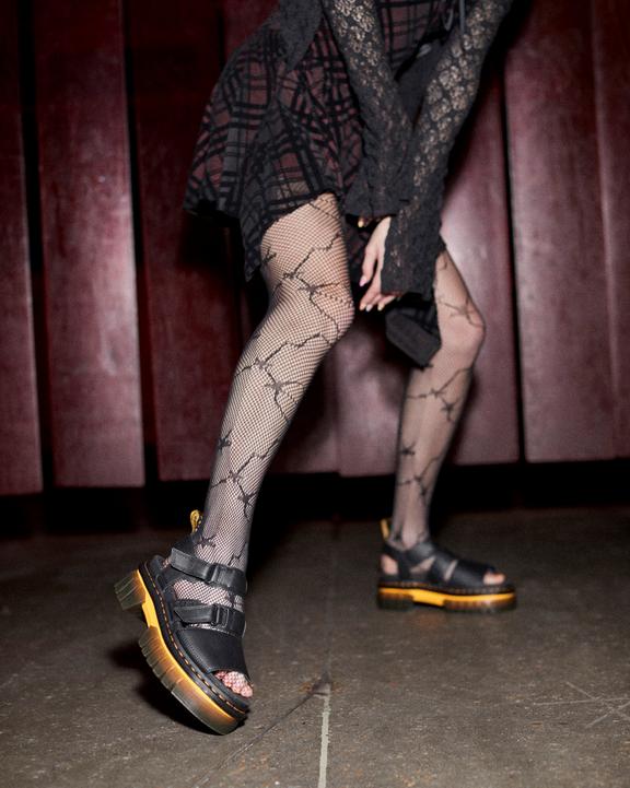 Ricki Contrast Sole Leather 3-Strap Platform Sandals