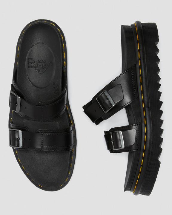 Myles Brando Leather Buckle Slide Sandals