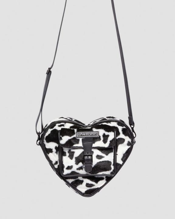 Heart Shaped Faux Fur Cow Print Backpack
