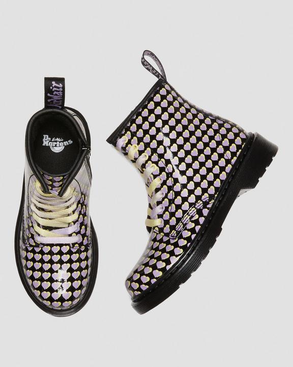 Junior 1460 Patent Heart Printed Lace Up Boots