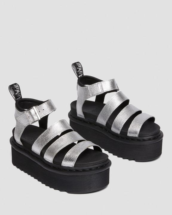 Blaire Metallic Leather Platform Strap Sandals