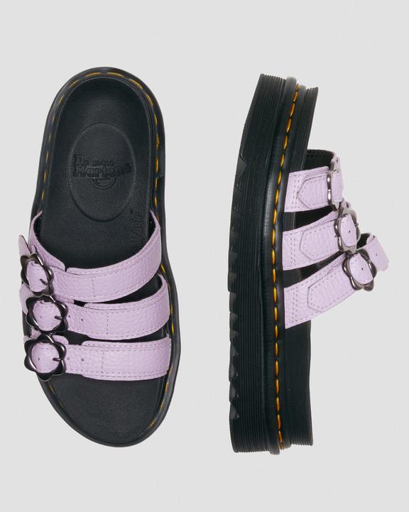 Blaire Flower Buckle Milled Nappa Slide Sandals