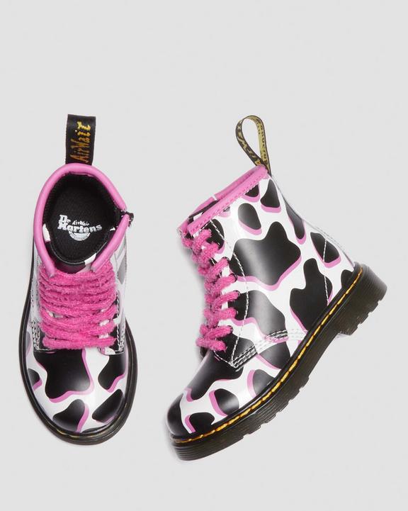 Toddler 1460 Cow Print Patent Leather Lace Up Boots