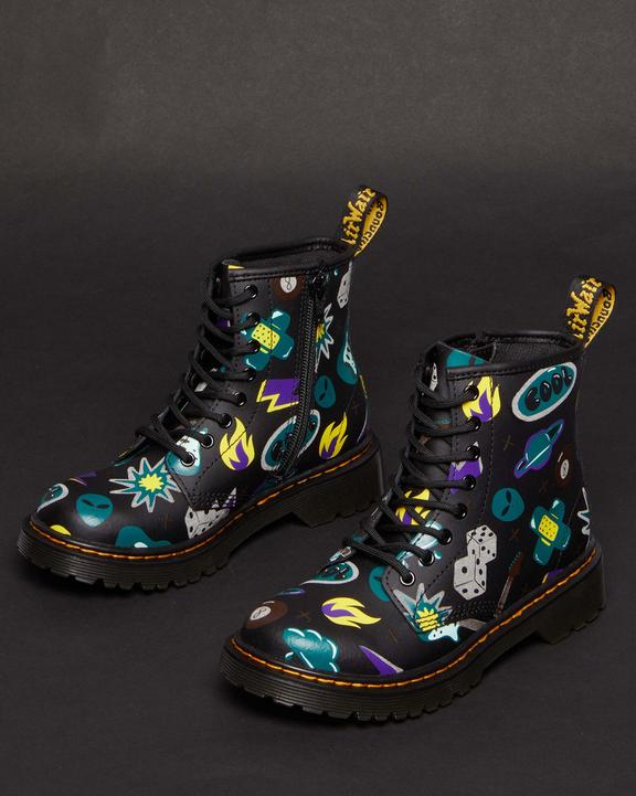 Junior 1460 Sticker Print Leather Lace Up Boots