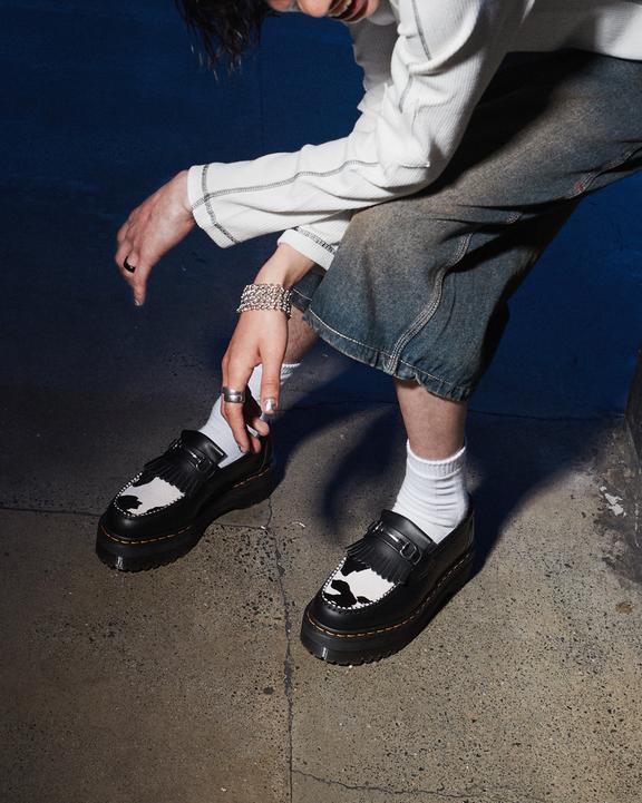 Adrian Snaffle Hair On & Leather Cow Print Kiltie Loafers