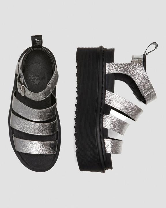 Blaire Metallic Leather Platform Strap Sandals