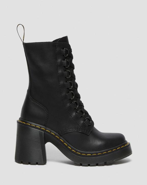 Chesney Leather Flared Heel Lace Up Boots