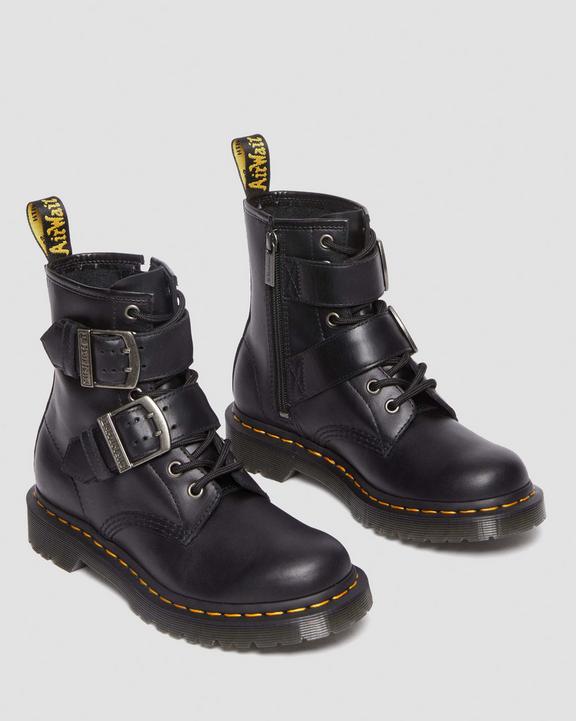 1460 Buckle Pull Up Leather Lace Up Boots