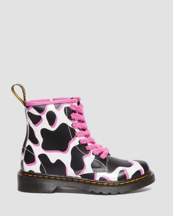 Junior 1460 Cow Print Patent Leather Lace Up Boots