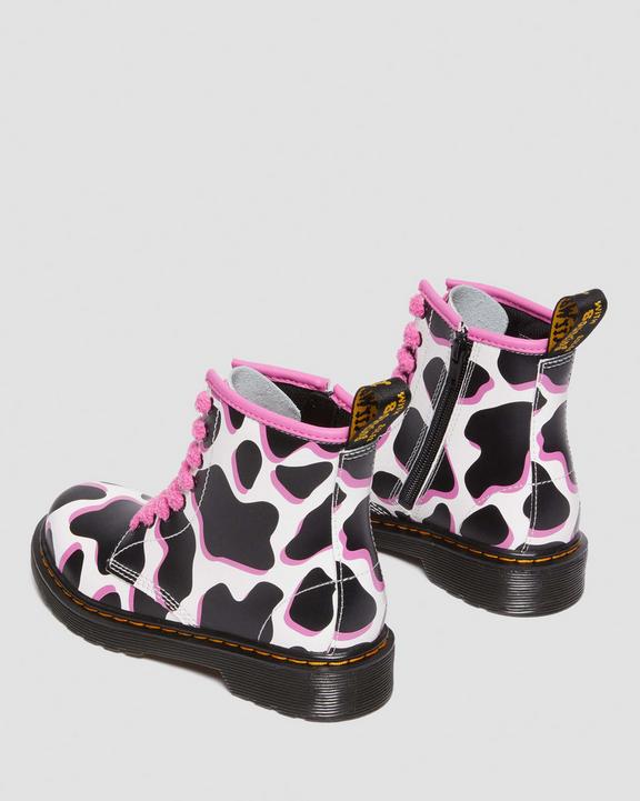 Junior 1460 Cow Print Patent Leather Lace Up Boots