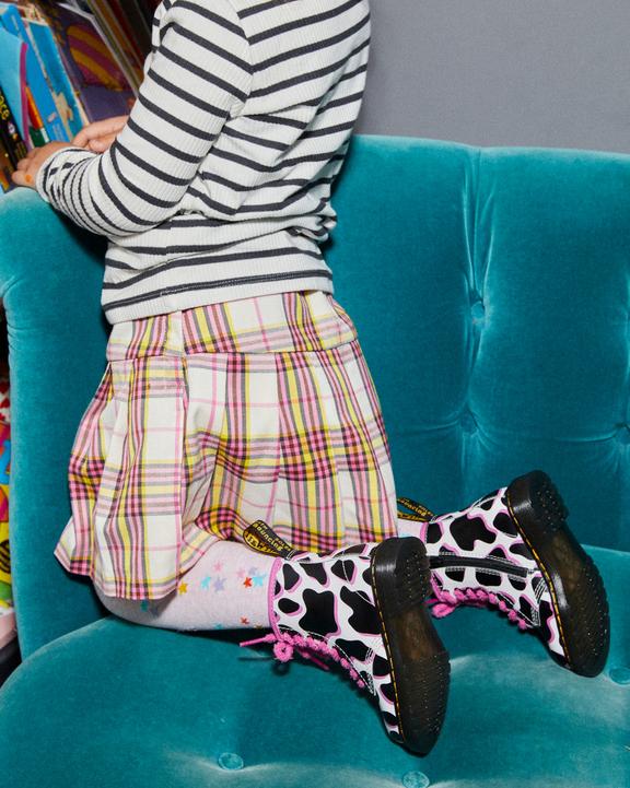 Toddler 1460 Cow Print Patent Leather Lace Up Boots