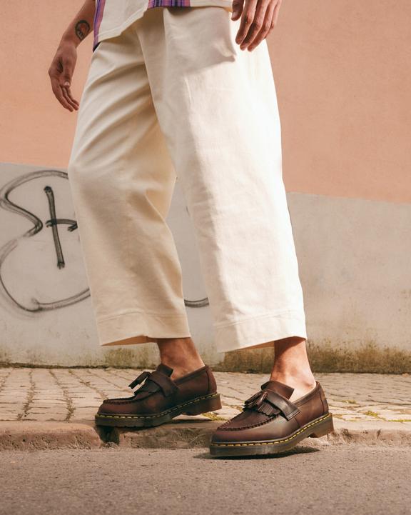 Adrian Crazy Horse Leather Tassel Loafers