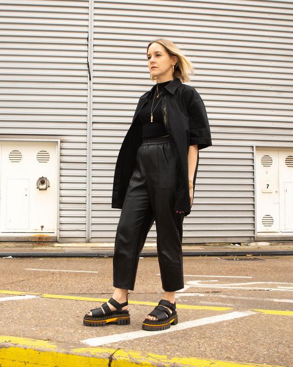 Ricki Contrast Sole Leather 3-Strap Platform Sandals