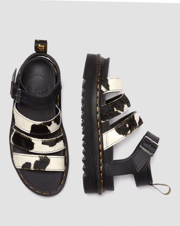 Blaire Hair-On Cow Print Strap Sandals