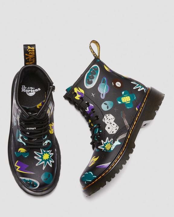 Junior 1460 Sticker Print Leather Lace Up Boots