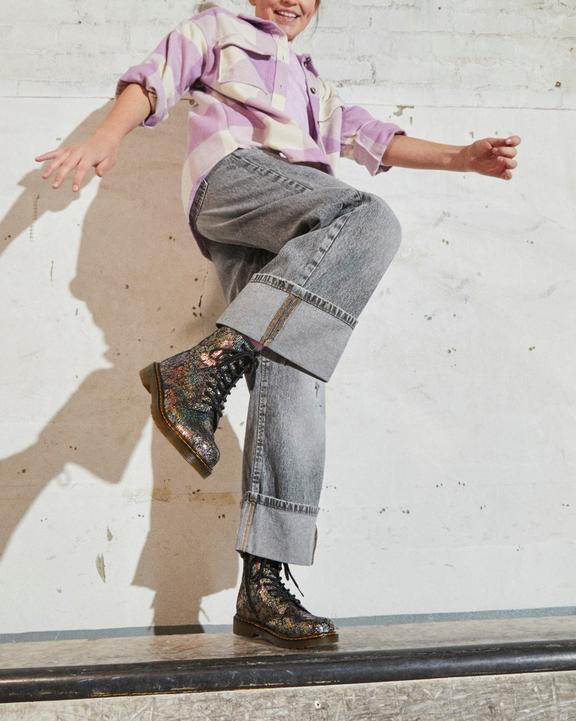 Youth 1460 Crinkle Metallic Lace Up Boots