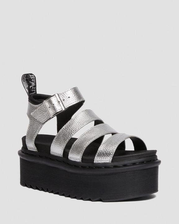 Blaire Metallic Leather Platform Strap Sandals