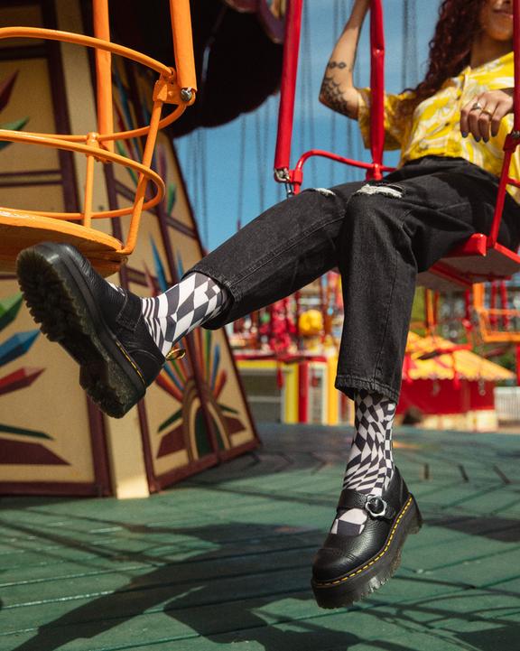 Addina Flower Buckle Leather Platform Shoes