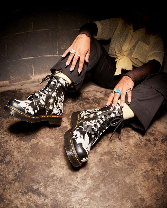 1460 Pascal Floral Shadow Leather Lace Up Boots