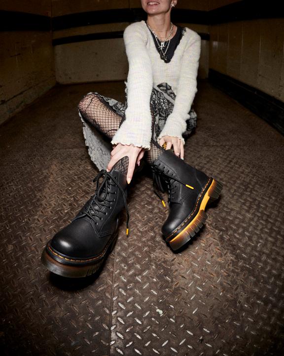 Audrick Contrast Sole Leather Platform Ankle Boots