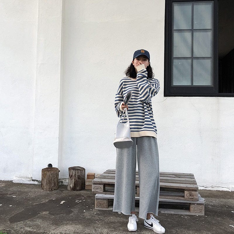 Kawaii Thin Striped Sweatshirt - YOUXIZT