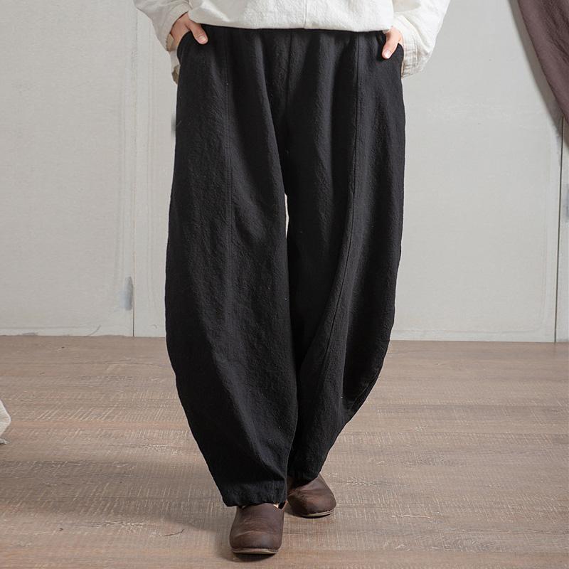 Japanese Zen Cotton Linen Palazzo Pants - VERGITR