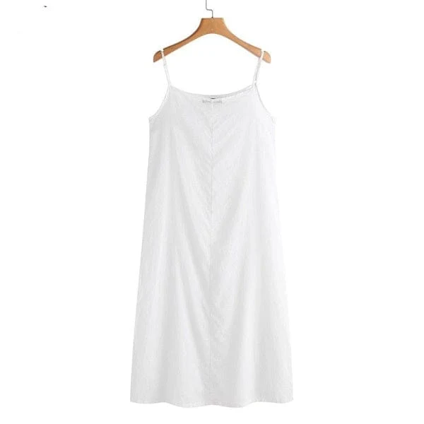 White Spaghetti Strap Dress - VERGITR