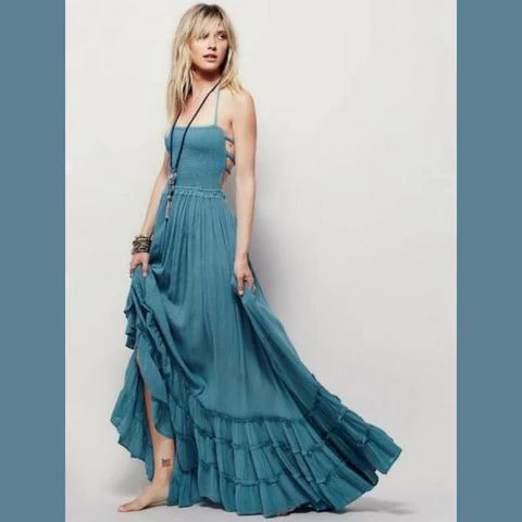 Empire Waist Modern Boho Flowy Sundress - YOUXIZT