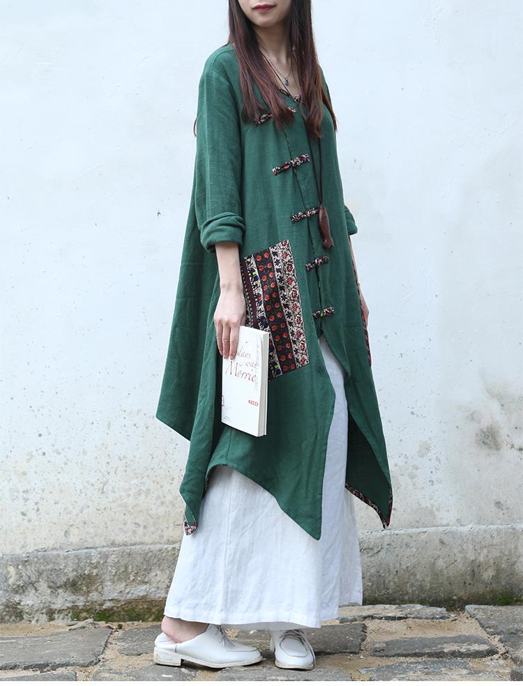 Chinese Style Draped Linen Shirt - YOUXIZT