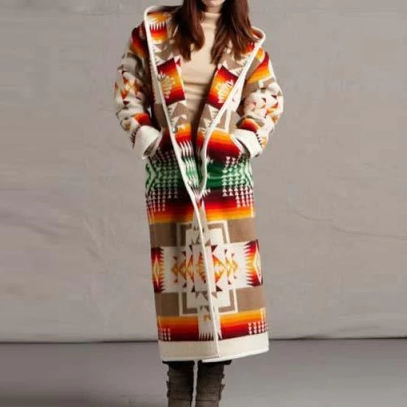 Boho Printed Hooded Long Coat - YOUXIZT