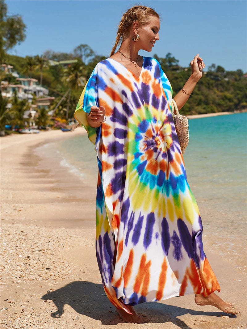 Rainbow Tie-dye Print Dress - YOUXIZT