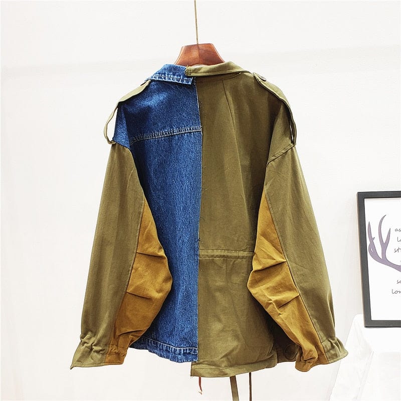Half and Half Denim Army Jacket - VERGITR
