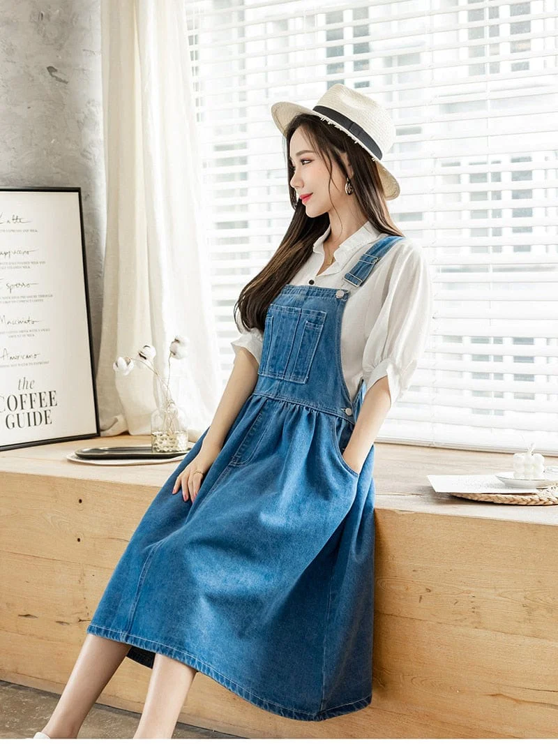 Denim Sleeveless A-Line Tank Dress - YOUXIZT