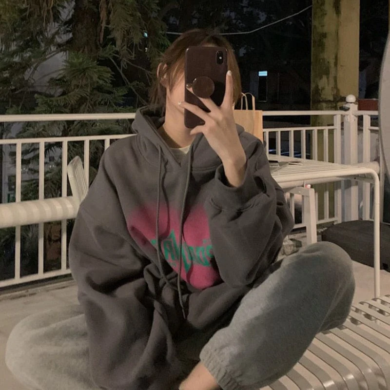 Letter Printed Baggy Hoodie - YOUXIZT