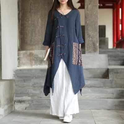 Chinese Style Draped Linen Shirt - YOUXIZT