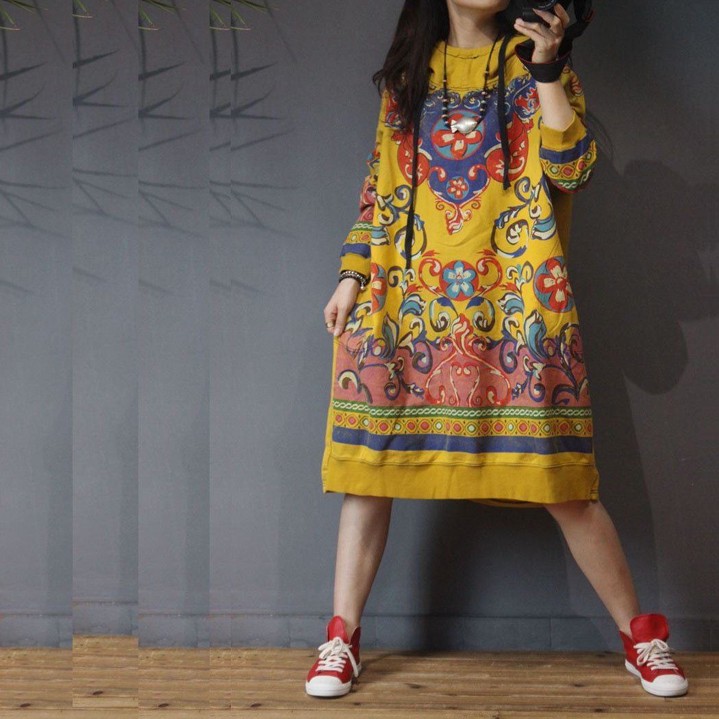 Floral Tribal Sweater Dress - YOUXIZT