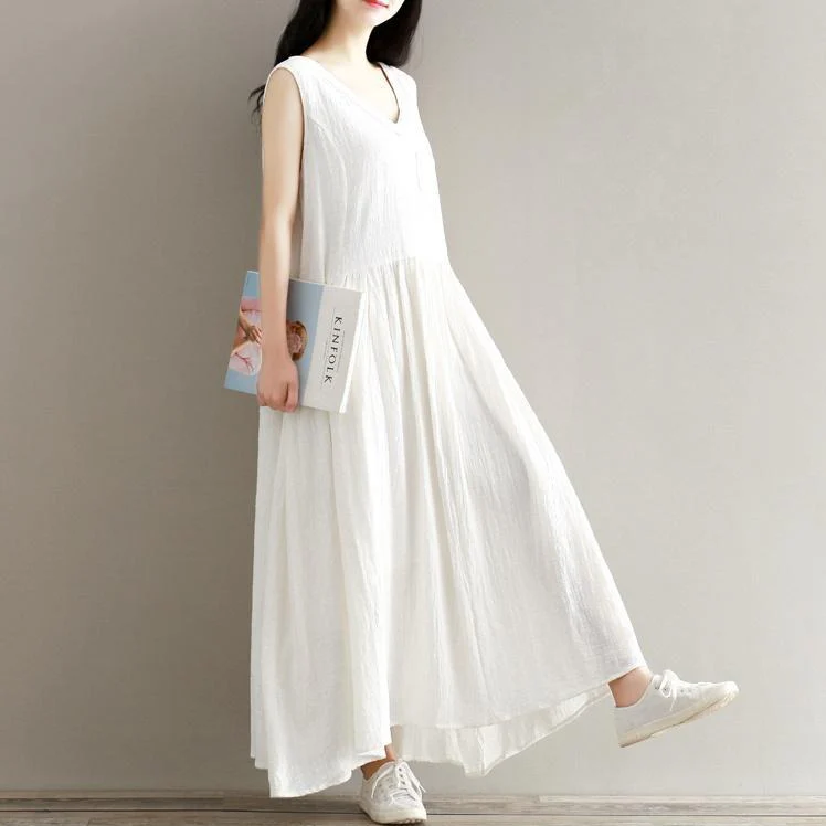 Empire Cotton and Linen Maxi Dress - VERGITR
