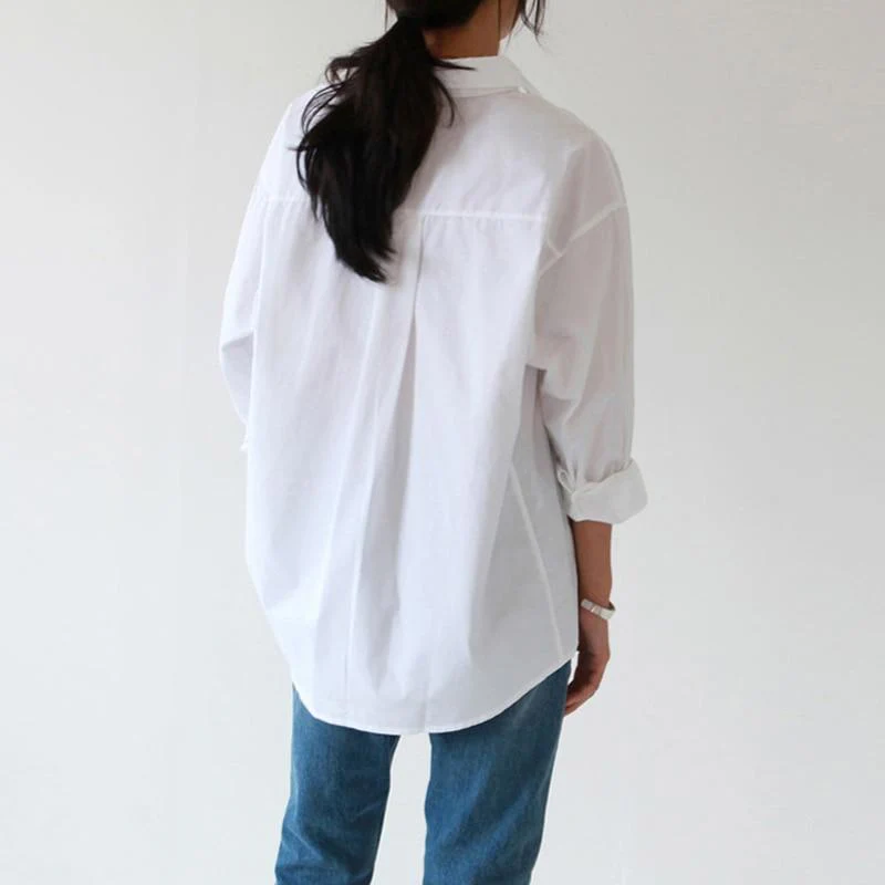 Basic Feel White Button Up Shirt - YOUXIZT
