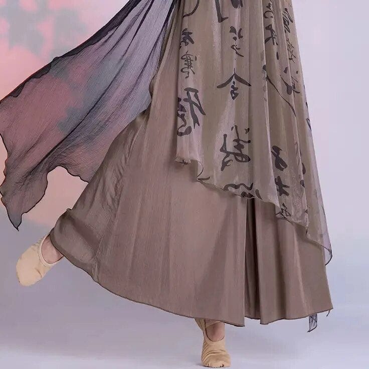 Chinese Calligraphy Flowy Palazzo Pants - YOUXIZT