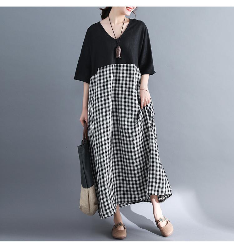 Scottish Valley Black and White Plaid Dress - VERGITR