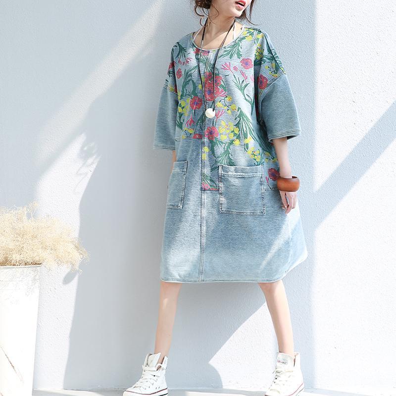 Loose Floral Printed Hippie Shirt Dress - YOUXIZT