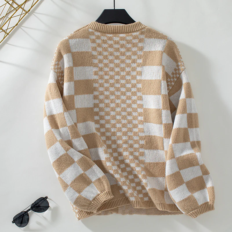 Casual Luxe Loose Plaid Sweater - YOUXIZT