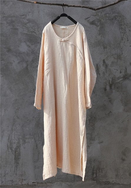 Oversized Cotton Linen Tunic Dress - YOUXIZT