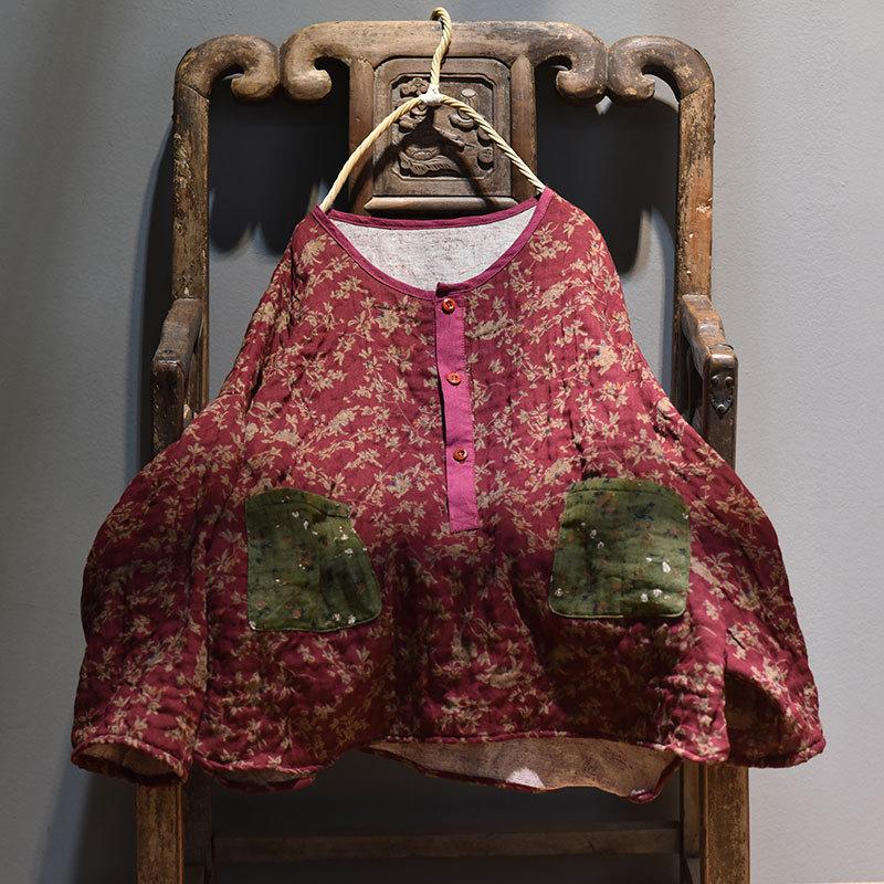 Floral Cotton and Linen Blouse - YOUXIZT