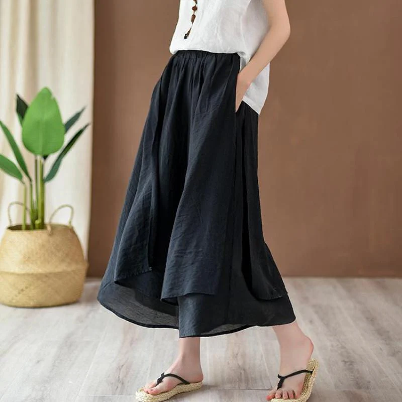 Flowy 3/4 Length Palazzo Pants - YOUXIZT