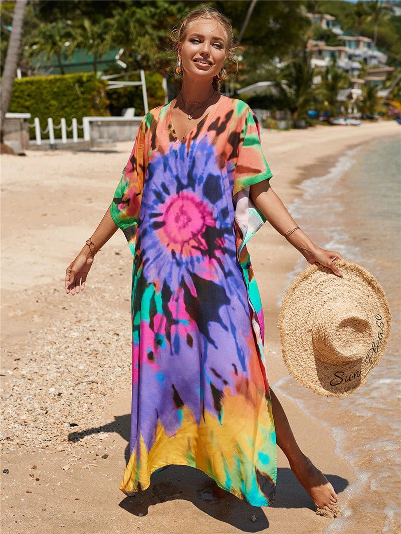 Woodstock Tie Dye Beach Dress - YOUXIZT