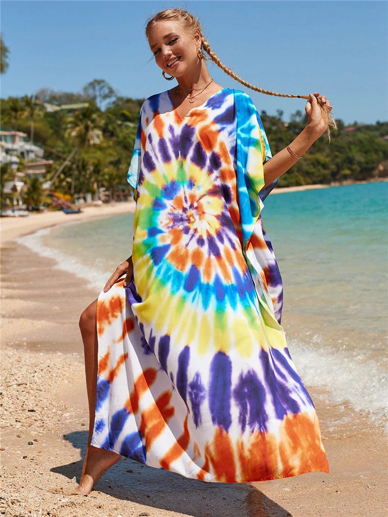 Rainbow Tie-dye Print Dress - VERGITR