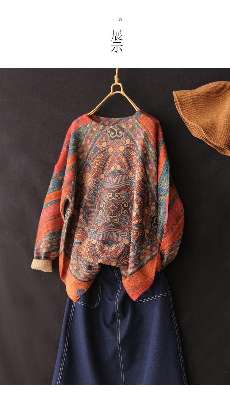 Asia inspired Mandala Cashmere Sweater - YOUXIZT