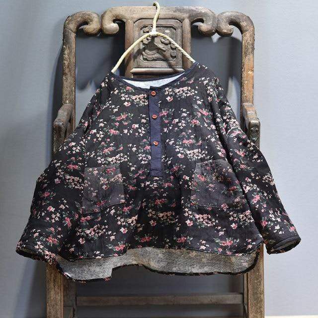 Floral Cotton and Linen Blouse - YOUXIZT